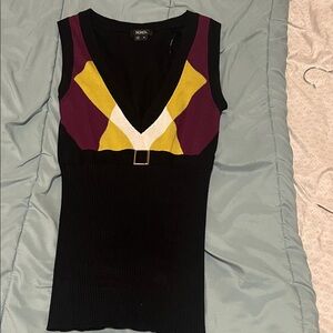 XOXO Black and Yellow V-Neck Tank Top